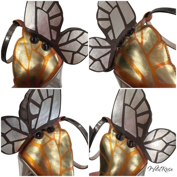 Sophia Webster Chiara Nude, Silver, & Orange Butterfly Heels SZ 36.5 - Picture 12 of 14